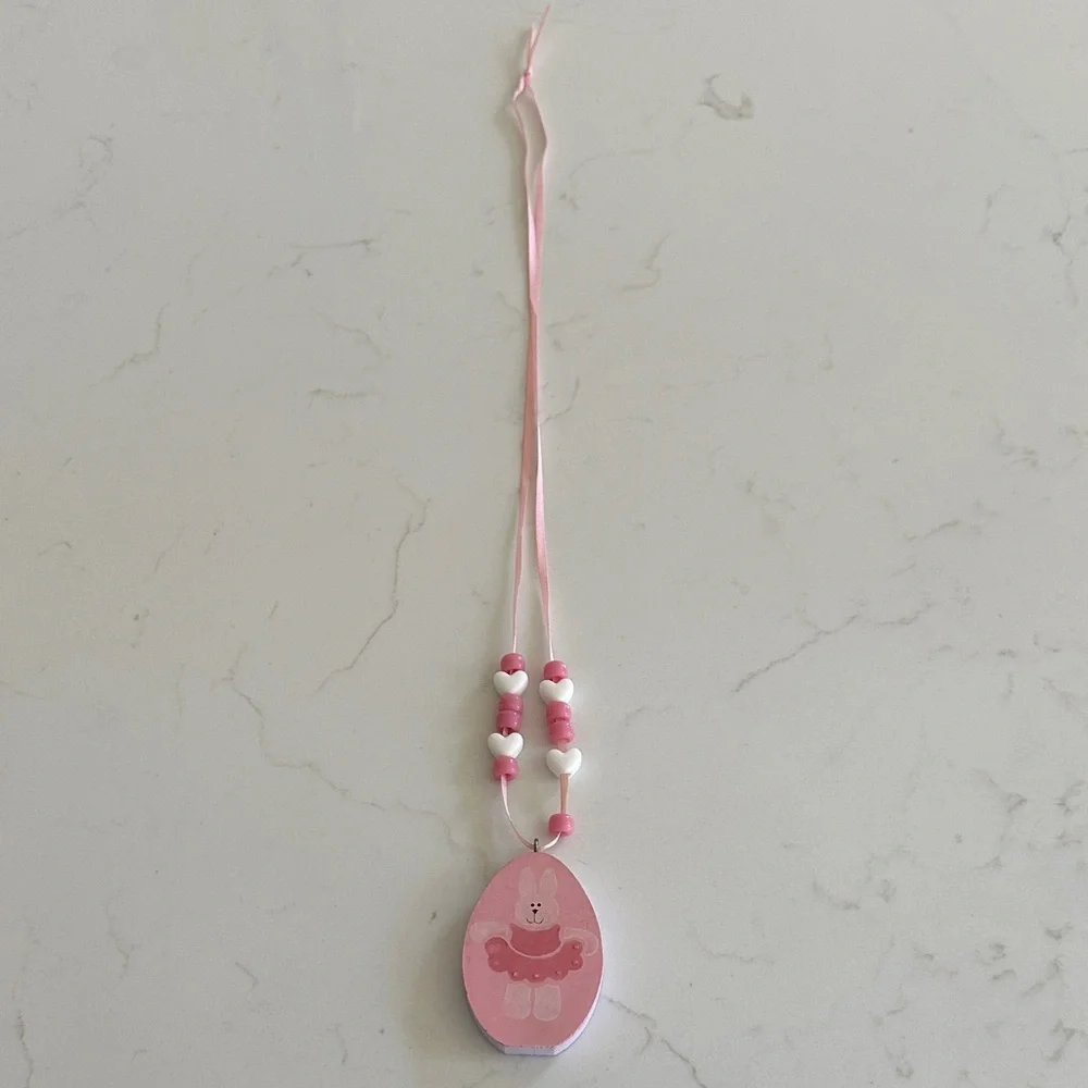 2 for $10🎁Adorable Hand Painted Pink Ballerina Bunny Pendant Necklace